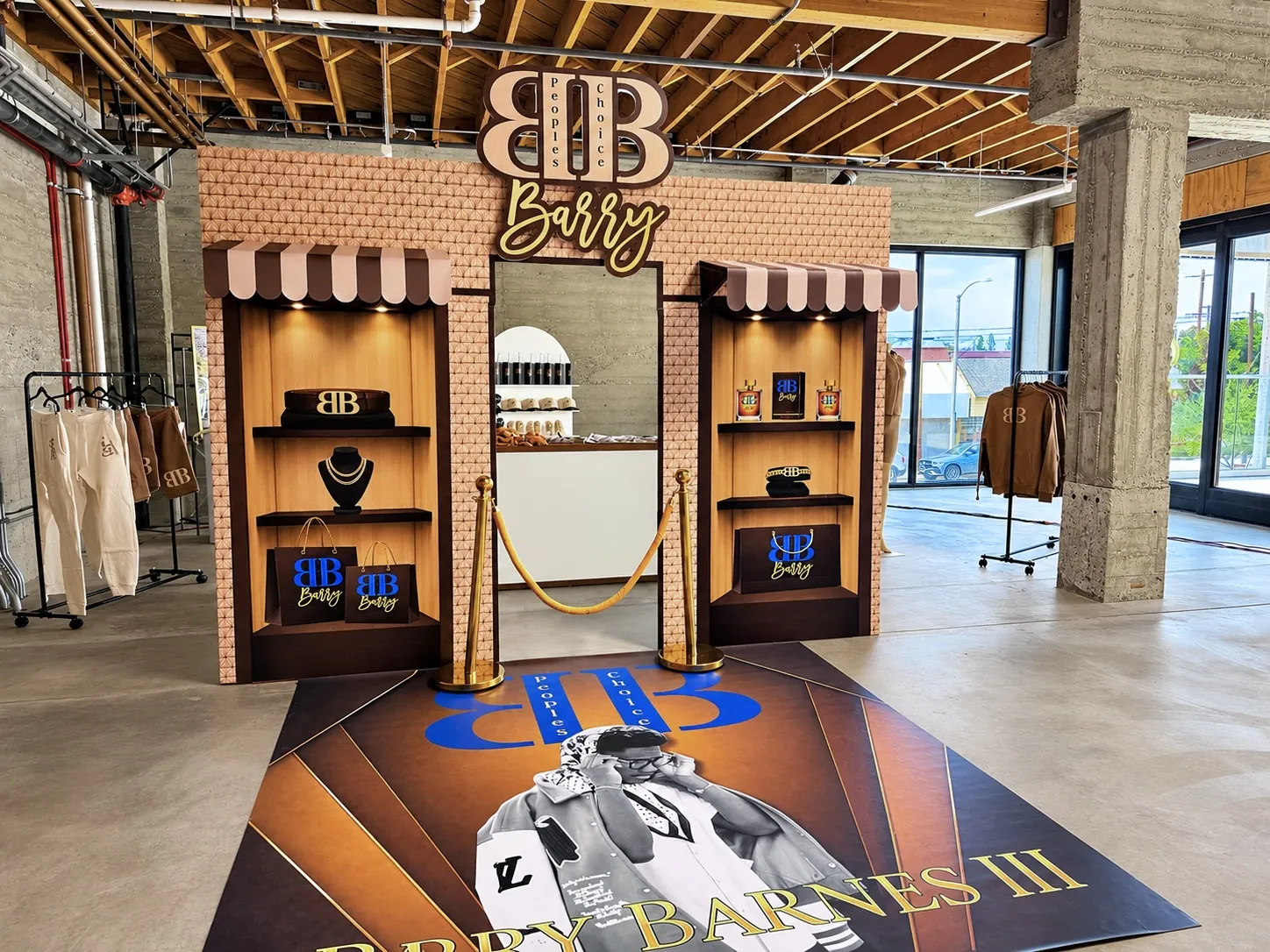 Custom printed storefront prop with coordinated signage