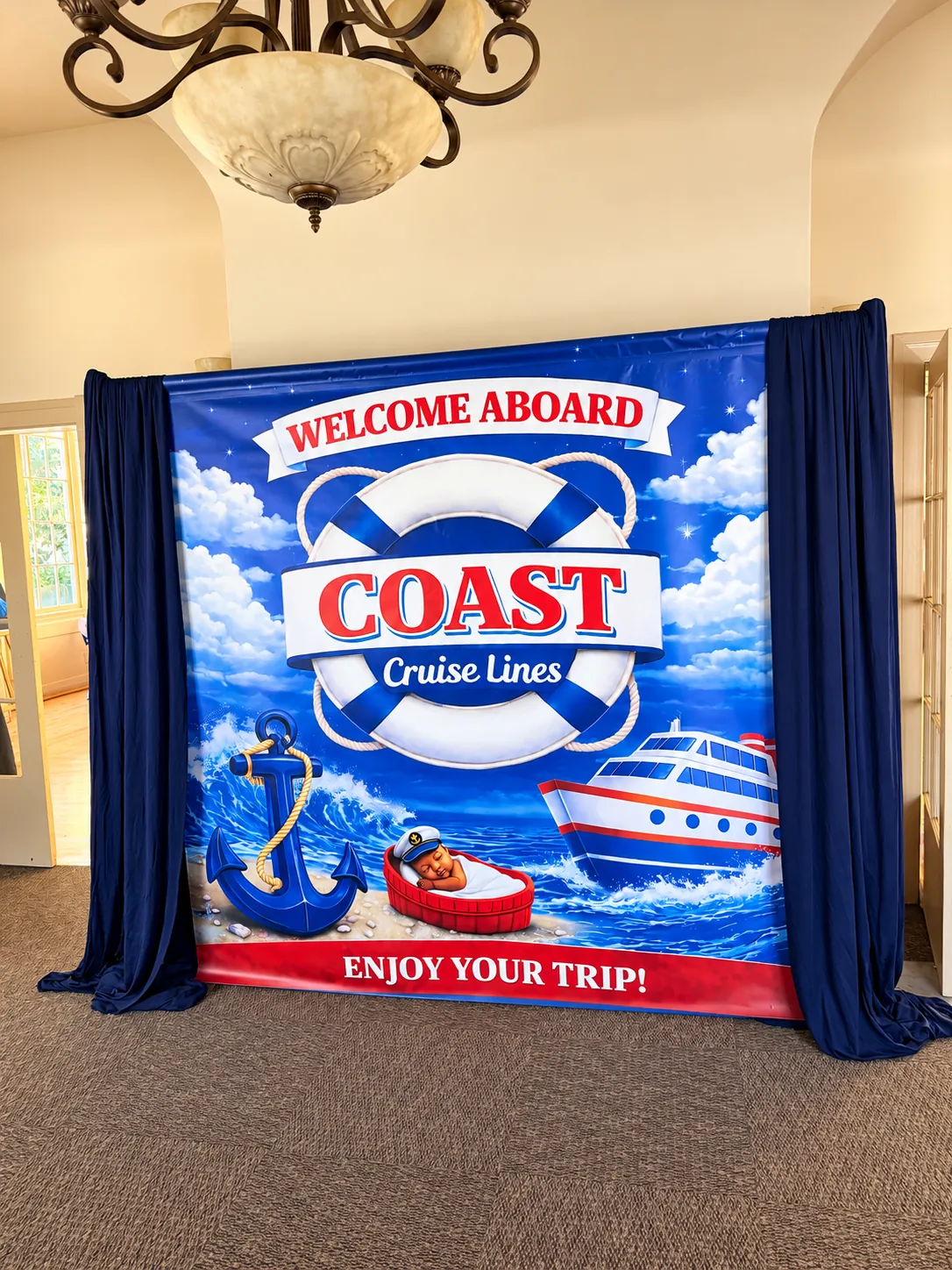 Coast Cruise Lines printed vinyl backdrop